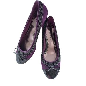Liberal Women's Purple Chain Embellishment Bow Tie Detail Block Heels Size 36 EU